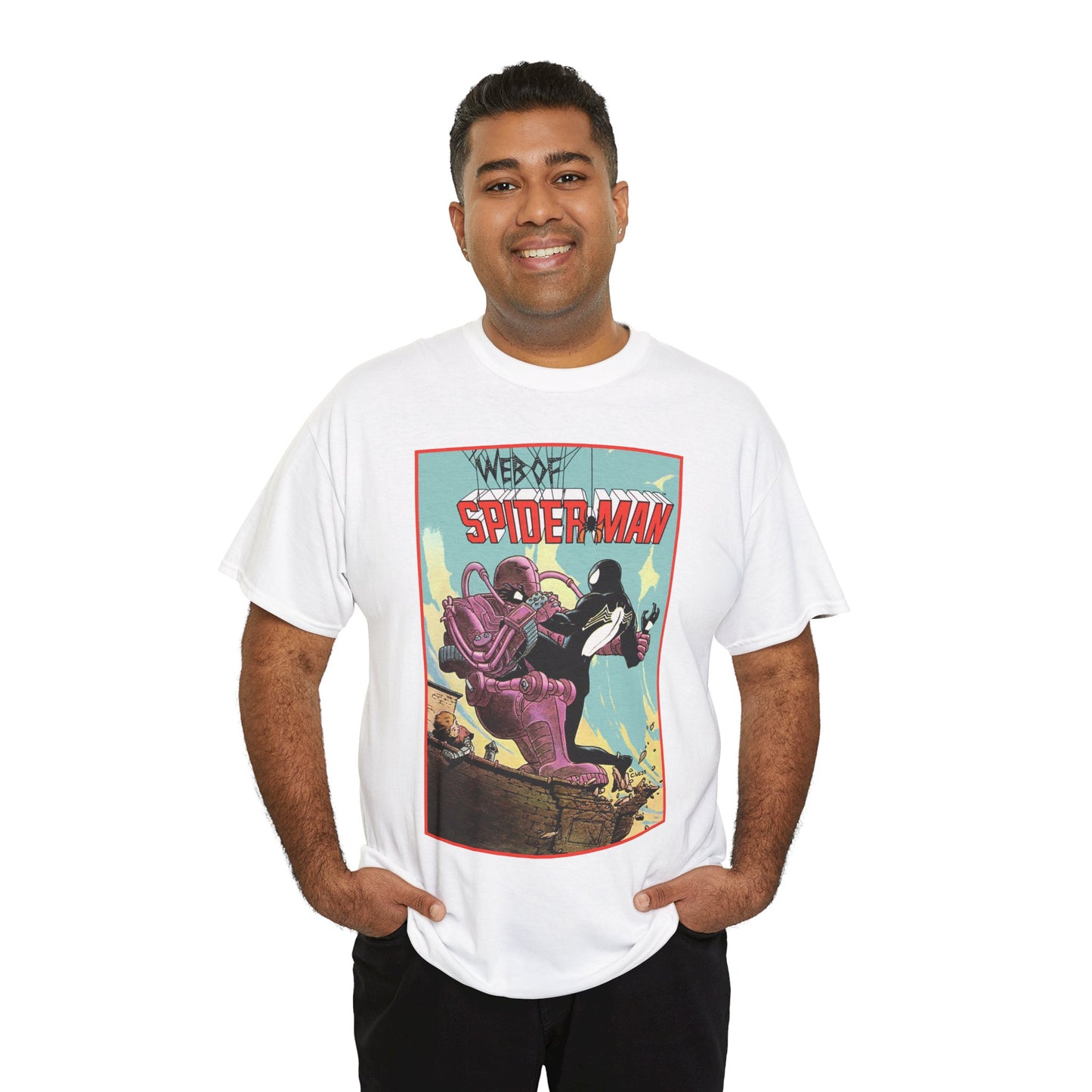 Web of Spider-Man T-Shirt - Charles Vess Art - Peter Parker, Black Symbiote Suit - Webslinger