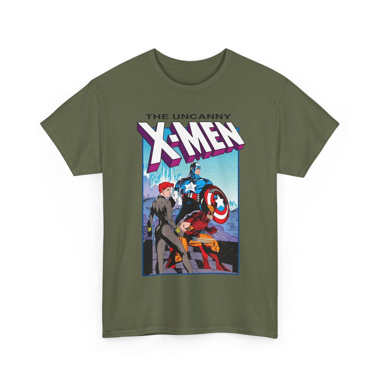 Uncanny X-Men T-Shirt - Jim Lee Art - #268 Cover - Captain America, Black Widow, Wolverine - Marvel Comics