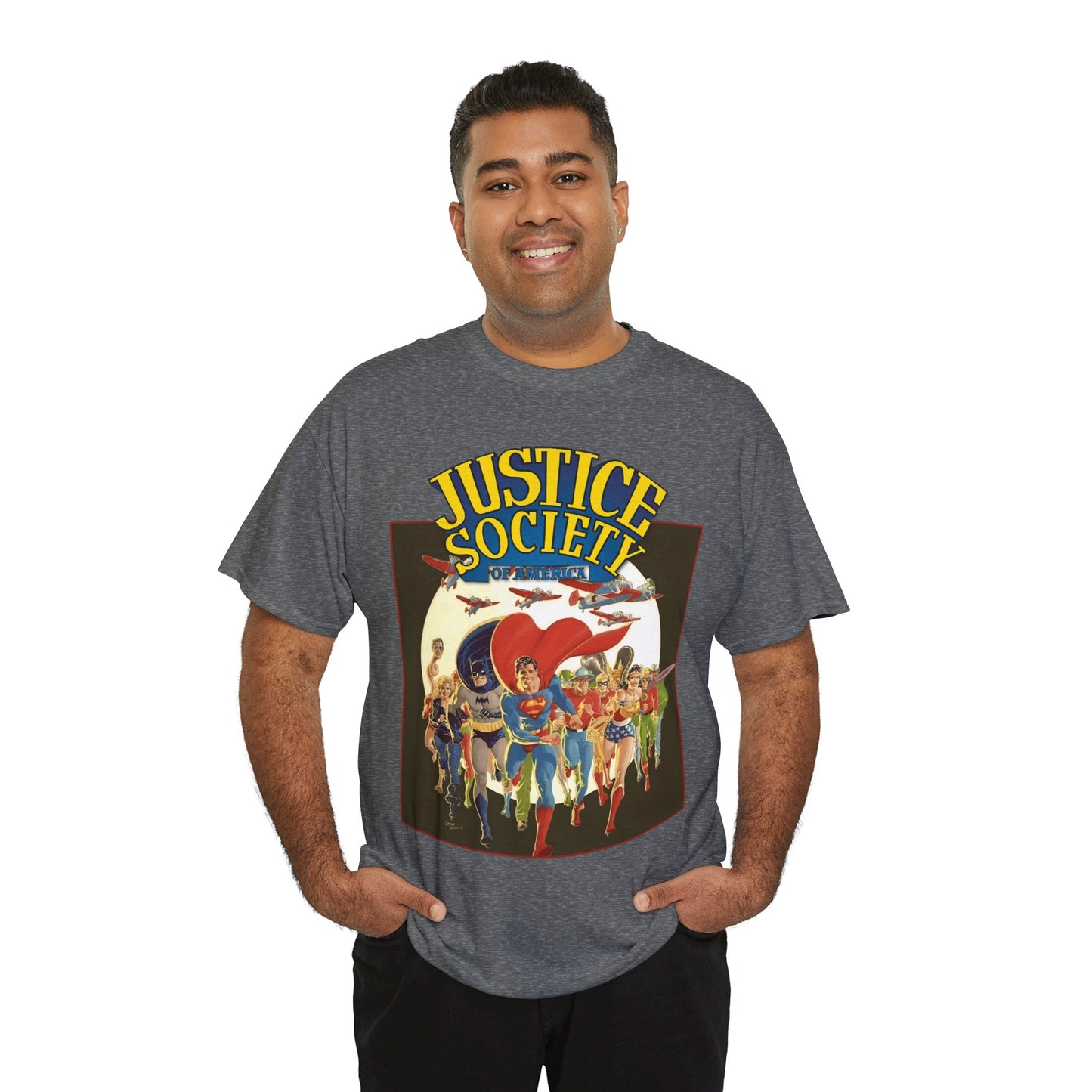 Justice Society of America T-Shirt - Superman, Wonder Woman, Black Canary, Green Lantern, Batman, Plastic Man, Flash - DC Comics