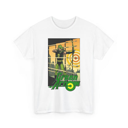 Green Arrow T-Shirt - George Perez Art - 1980s Justice League Postcard Art - JLA - DC Comics