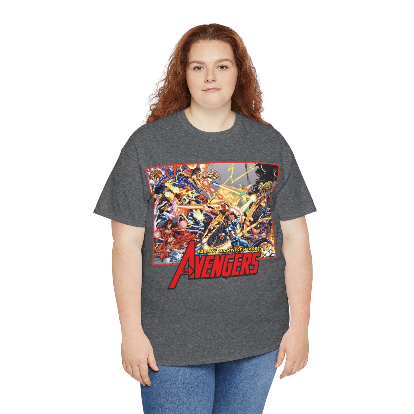 Avengers Vs Thunderbolts T-Shirt - George Perez Art - Captain America, Iron Man, Wonder Man, Scarlet Witch, Hawkeye, Citizen V, MACH-1, Techno, Atlas, Songbird - Marvel Comics
