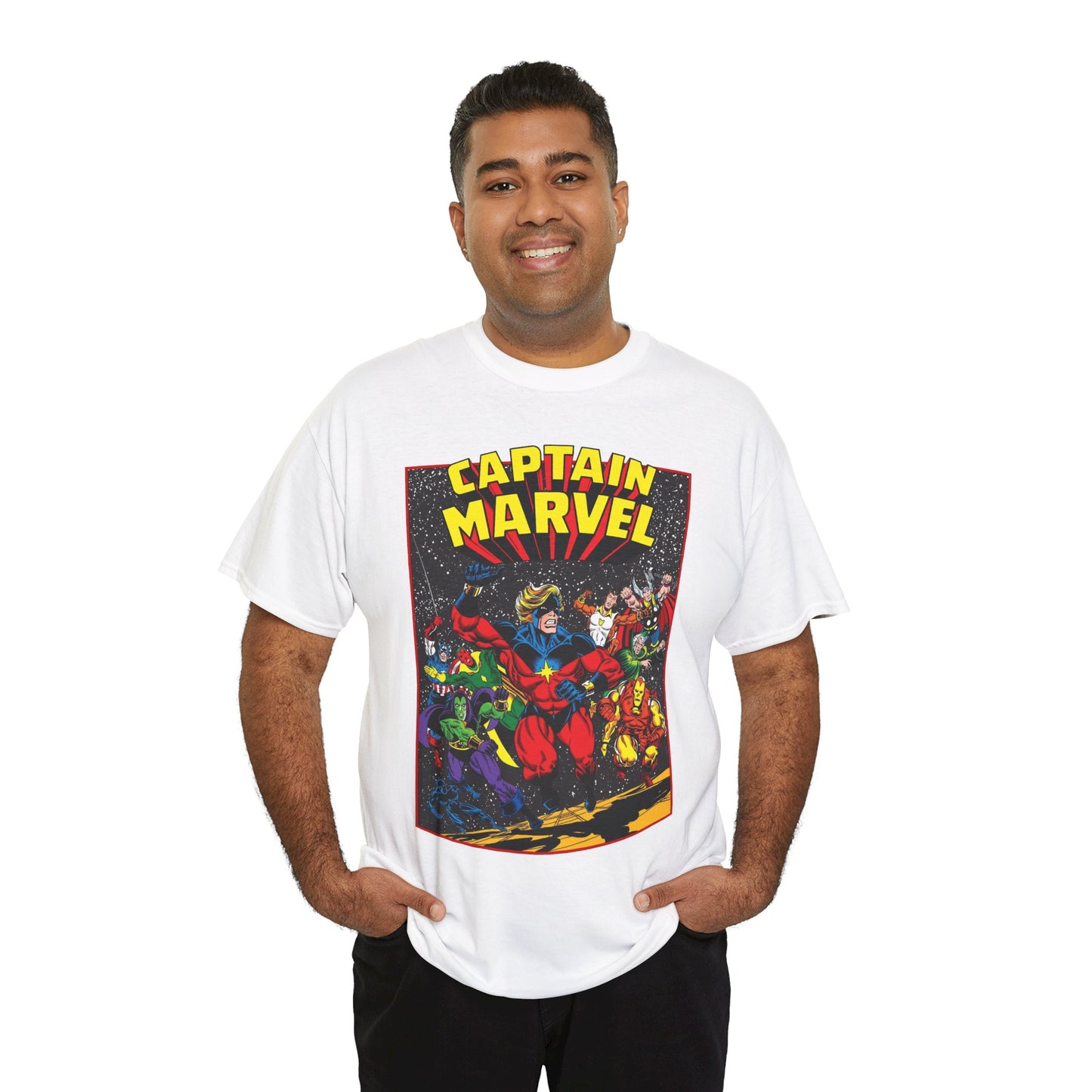 Captain Marvel T-Shirt - Marvel Comics - Jim Starlin Art - Mar-Vell - Kree - Cosmic Hero