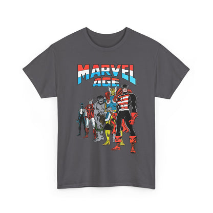 Marvel Age T-Shirt - Captain America, Thor, Incredible Hulk, Iron Man, Spider-Man - New Looks for the 80s