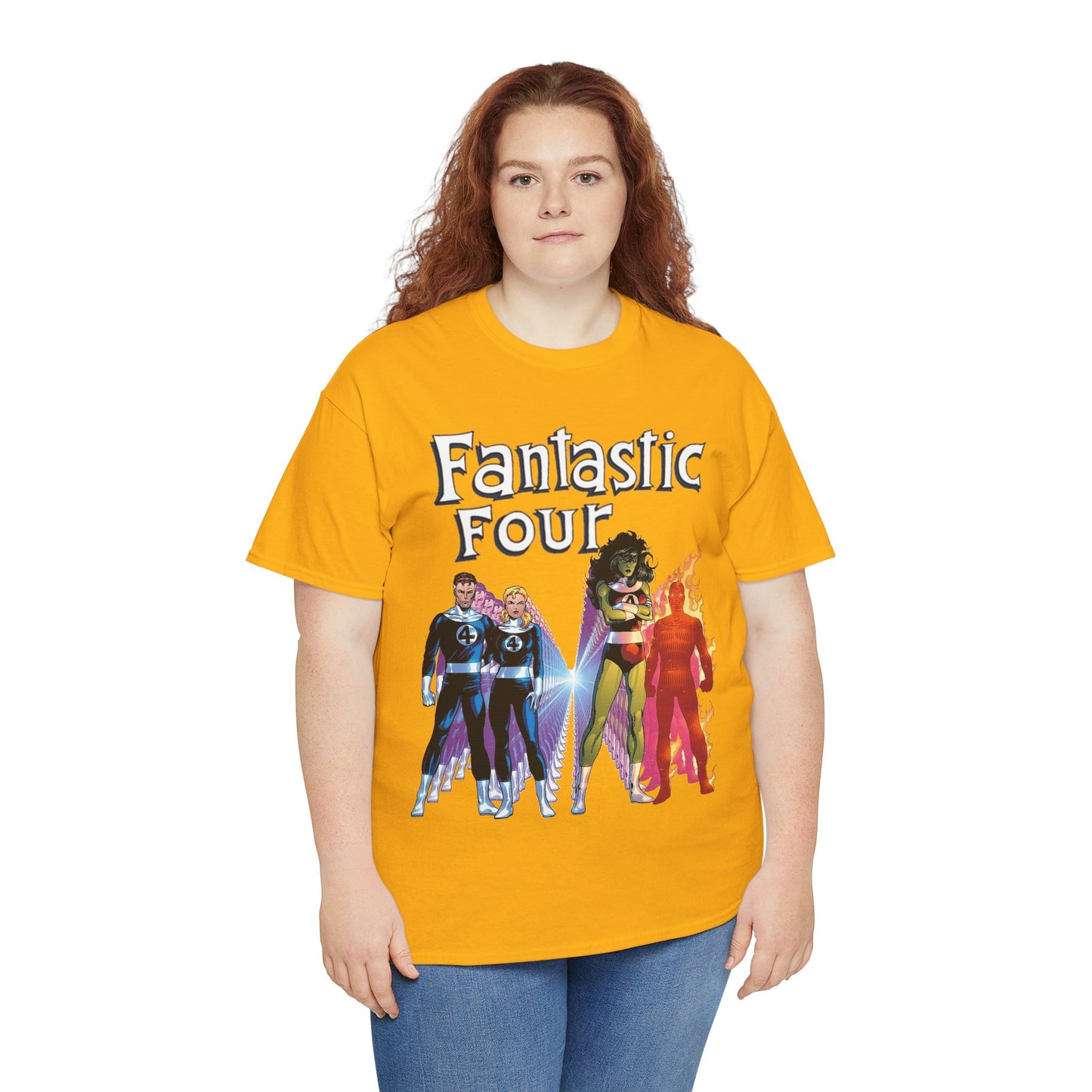 Fantastic Four T-Shirt - John Byrne Art - She-Hulk, Reed Richards, Human Torch, Invisible Woman - Marvel Comics