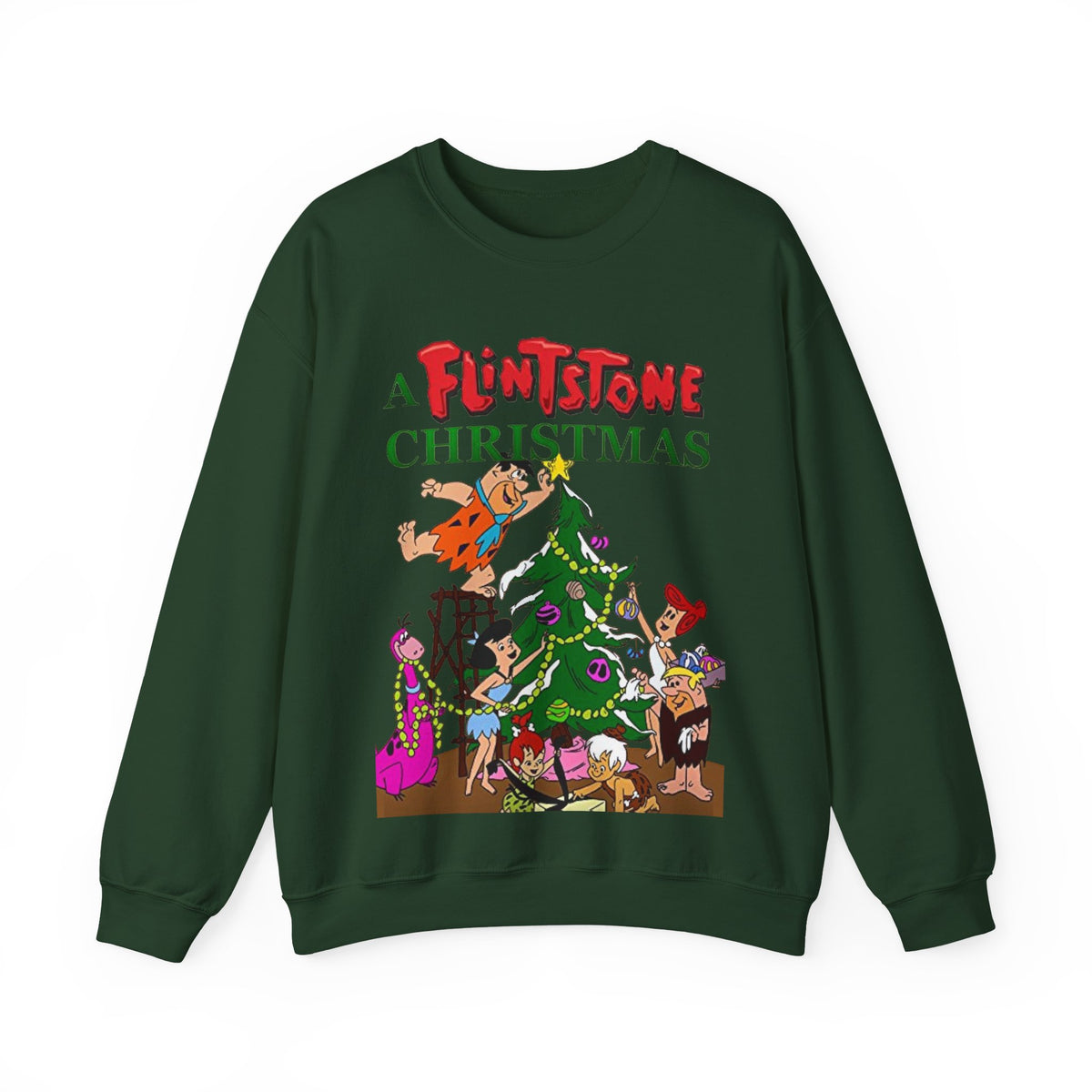 Flintstones Christmas Heavy Blend Crewneck Sweatshirt - Fred, Wilma, Barney, Betty