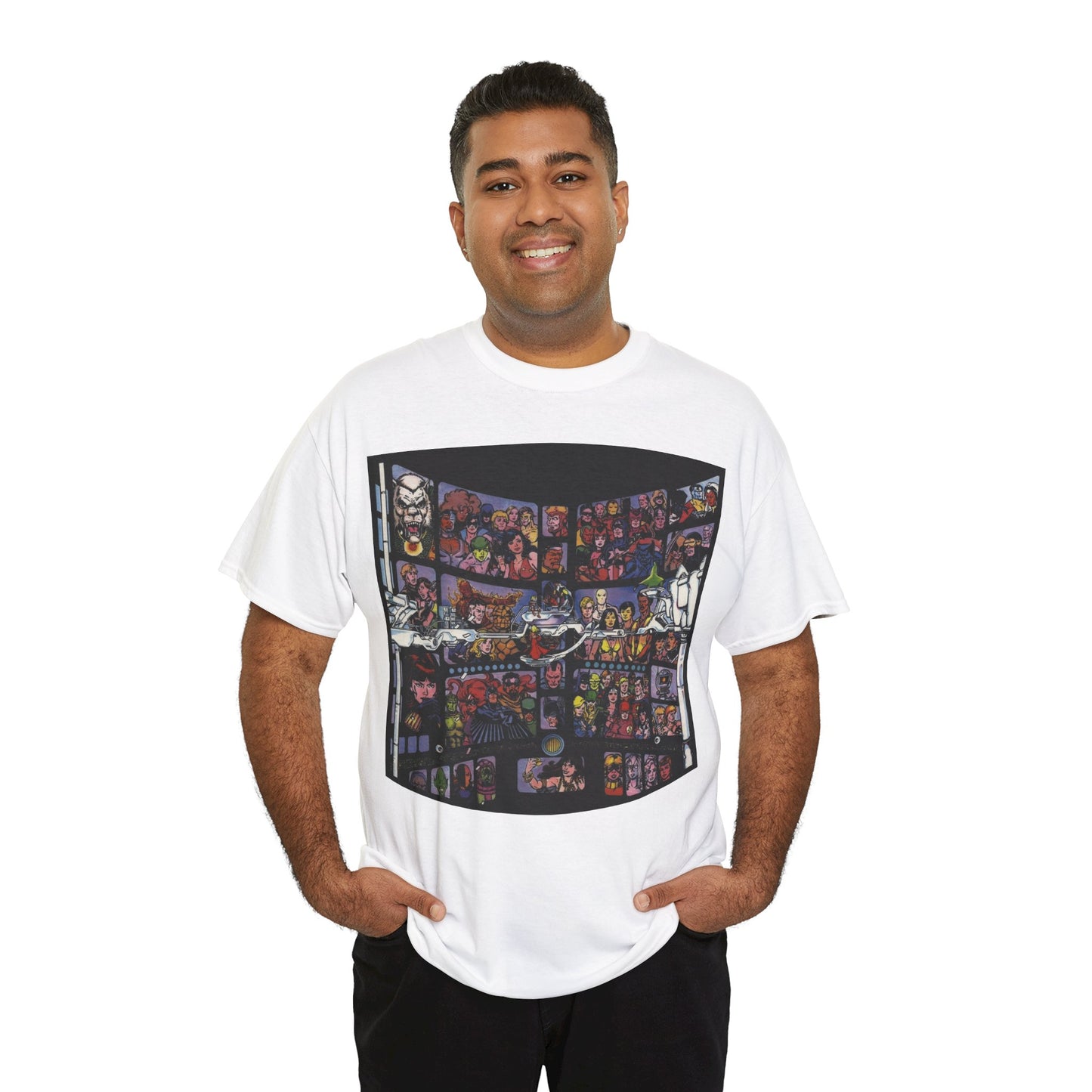 Focus on George Perez T-Shirt - Monitor, New Teen Titans, Avengers, Fantastic Four - DC & Marvel Comics - Note: Black Tee is a Negative Space Piece and is Borderless