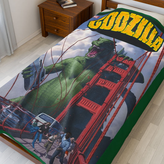 Godzilla Velveteen Plush Blanket 60x80" - Marvel Comics Art - King of the Monsters - Bronze Age Classic Comics