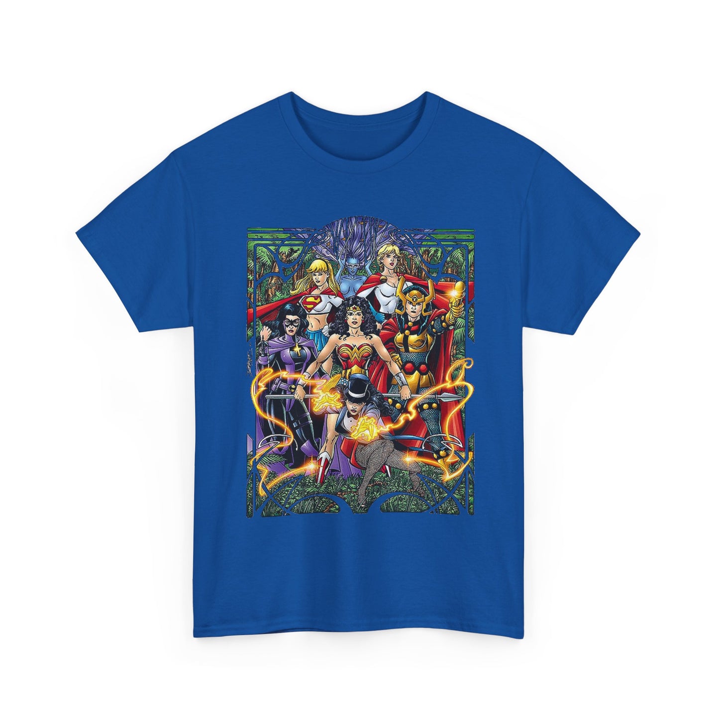 Justice League of Amazons T-Shirt - George Perez Art - Wonder Woman, Zatanna, Supergirl, Power Girl, Huntress, Big Barda - JLA - DC Comics