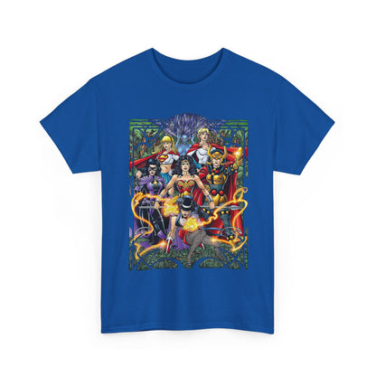 Justice League of Amazons T-Shirt - George Perez Art - Wonder Woman, Zatanna, Supergirl, Power Girl, Huntress, Big Barda - JLA - DC Comics