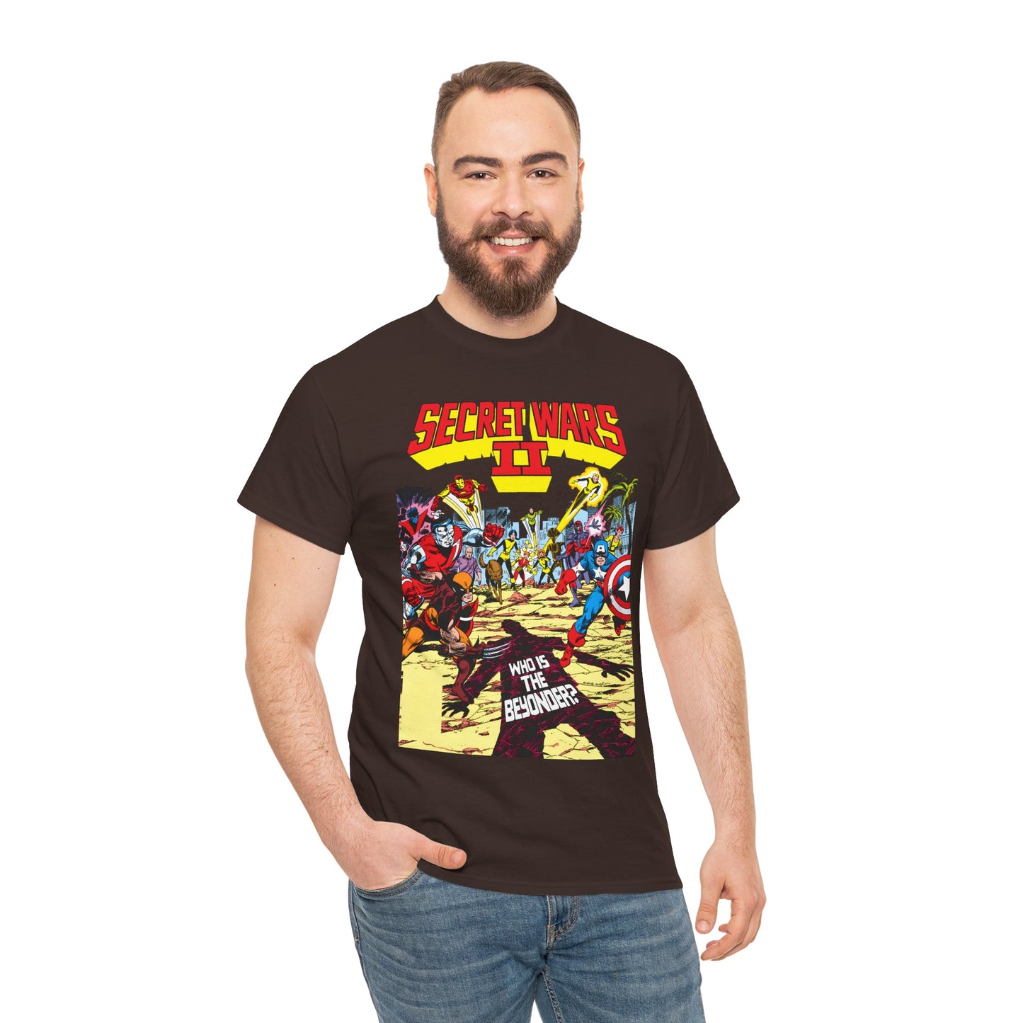 Secret Wars II T-Shirt - John Byrne Art - X-Men, New Mutants, Captain America - The Beyonder - Marvel Comics Series, 1980s