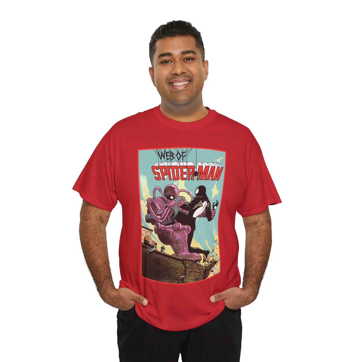 Web of Spider-Man T-Shirt - Charles Vess Art - Peter Parker, Black Symbiote Suit - Webslinger