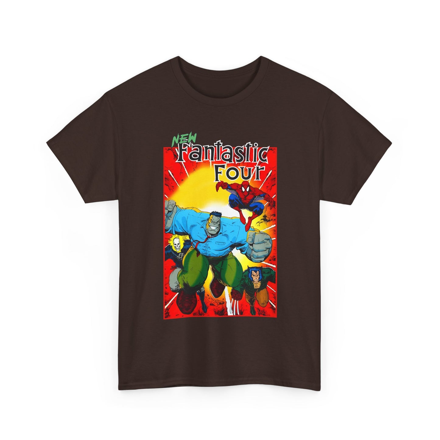 New Fantastic Four T-Shirt - Arthur Adams Art - Wolverine, Ghost Rider, Spider-Man, Hulk - Marvel Comics
