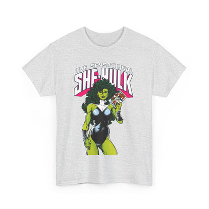 Sensational She-Hulk T-Shirt - Classic John Byrne Art - Jennifer Walters, Hulk's Cousin - Marvel Comics - Popular 1980s Series - "Rip Up Your X-Men!"