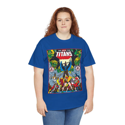 New Teen Titans T-Shirt - George Perez Art - #1 Splash Page - Robin, Starfire, Wonder Girl, Cyborg, Raven, Changeling, Kid Flash - DC Comics