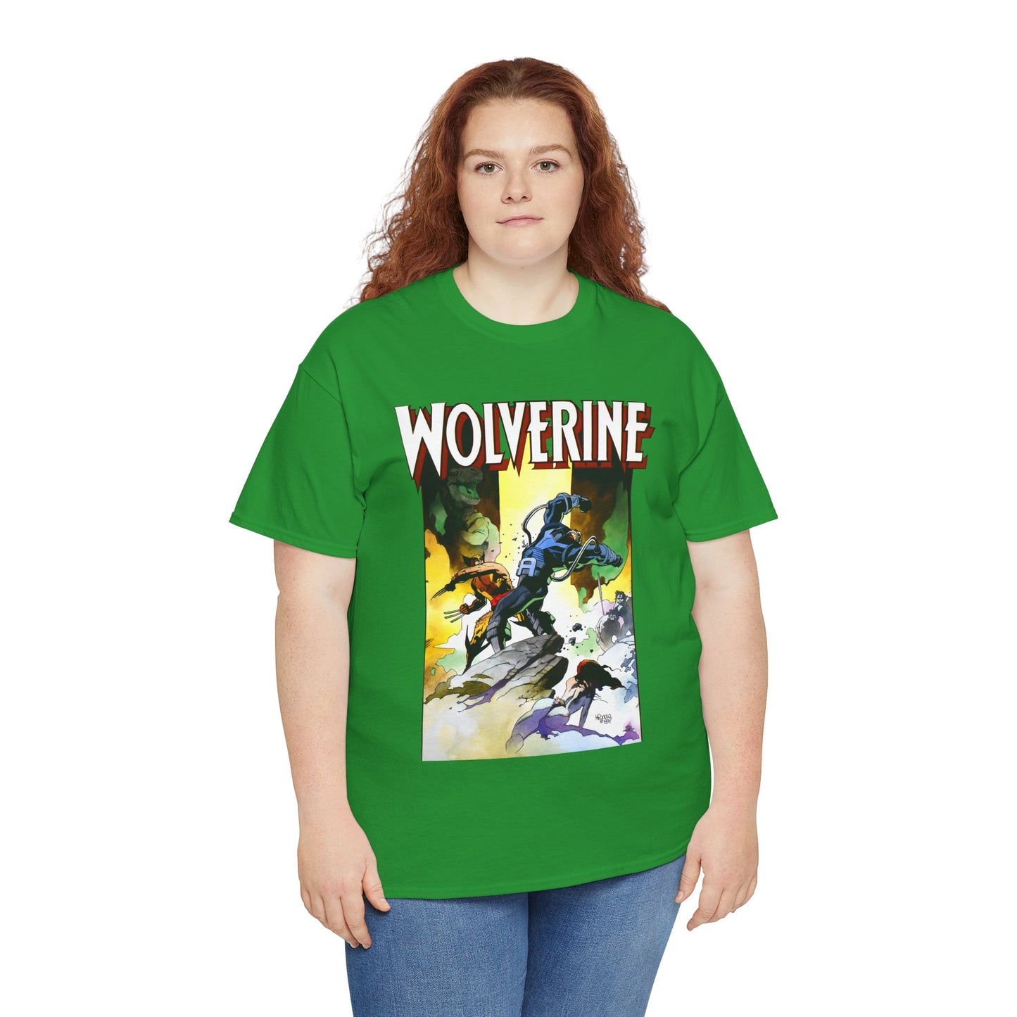 Wolverine T-Shirt - Mike Mignola Art - Jungle Adventure - Savage Land Story - Vs A Dinosaur - Logan, X-Men Member - Marvel Comics
