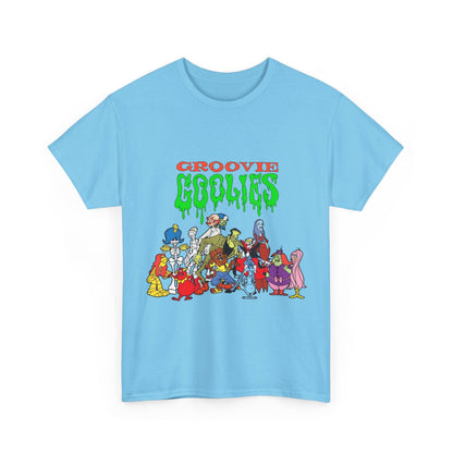 Groovie Goolies T-Shirt - The Monster Trio (Drac, Frankie, Wolfie) - Hagatha, Bella La Ghostly, Boneapart, Mummy - Horrible Hall on Horrible Drive - Filmation Cartoon