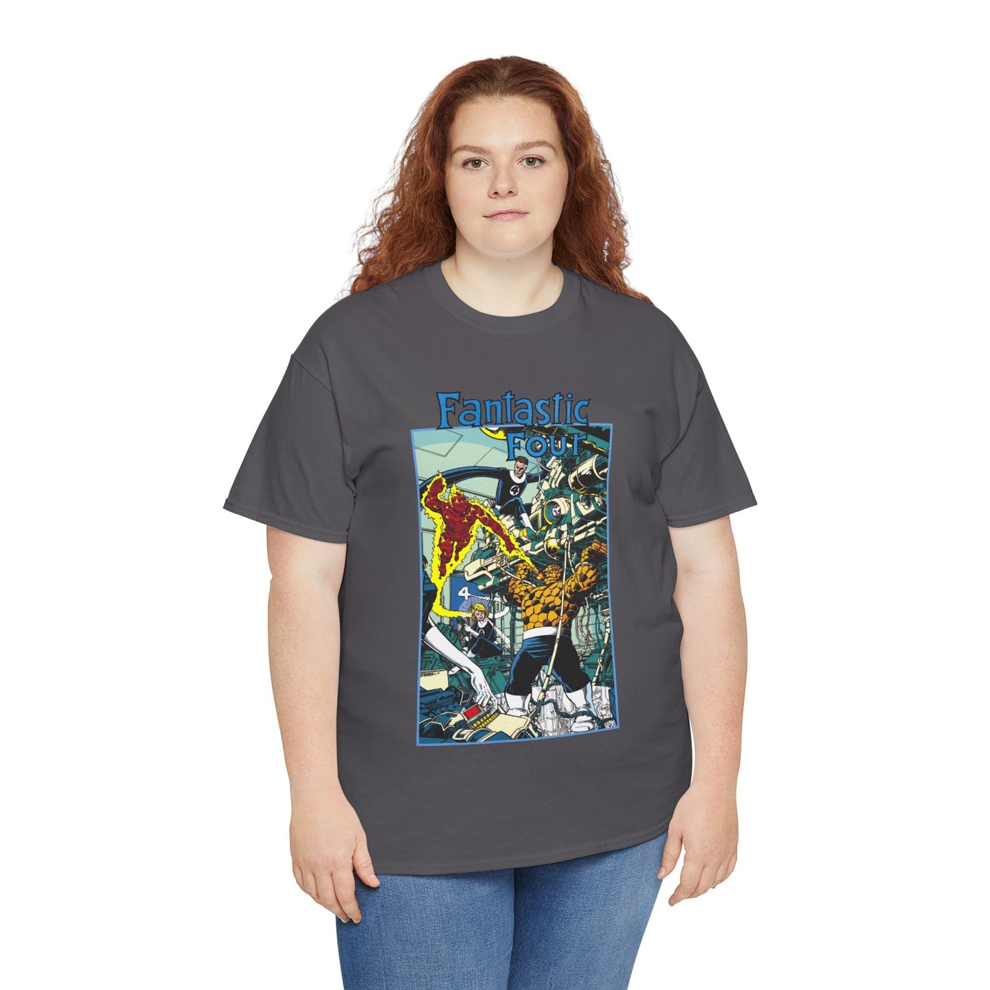 Fantastic Four T-Shirt - George Perez Art - Reed Richards, Invisible Woman, Human Torch, The Thing - Marvel Comics
