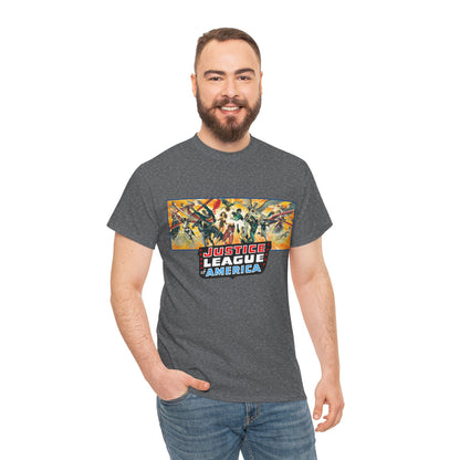 Justice League T-Shirt - Alex Ross Art - Superman, Batman, Wonder Woman, Black Canary, Hawkman, Green Lantern, Adam Strange, Plastic Man, Zatanna - DC Comics