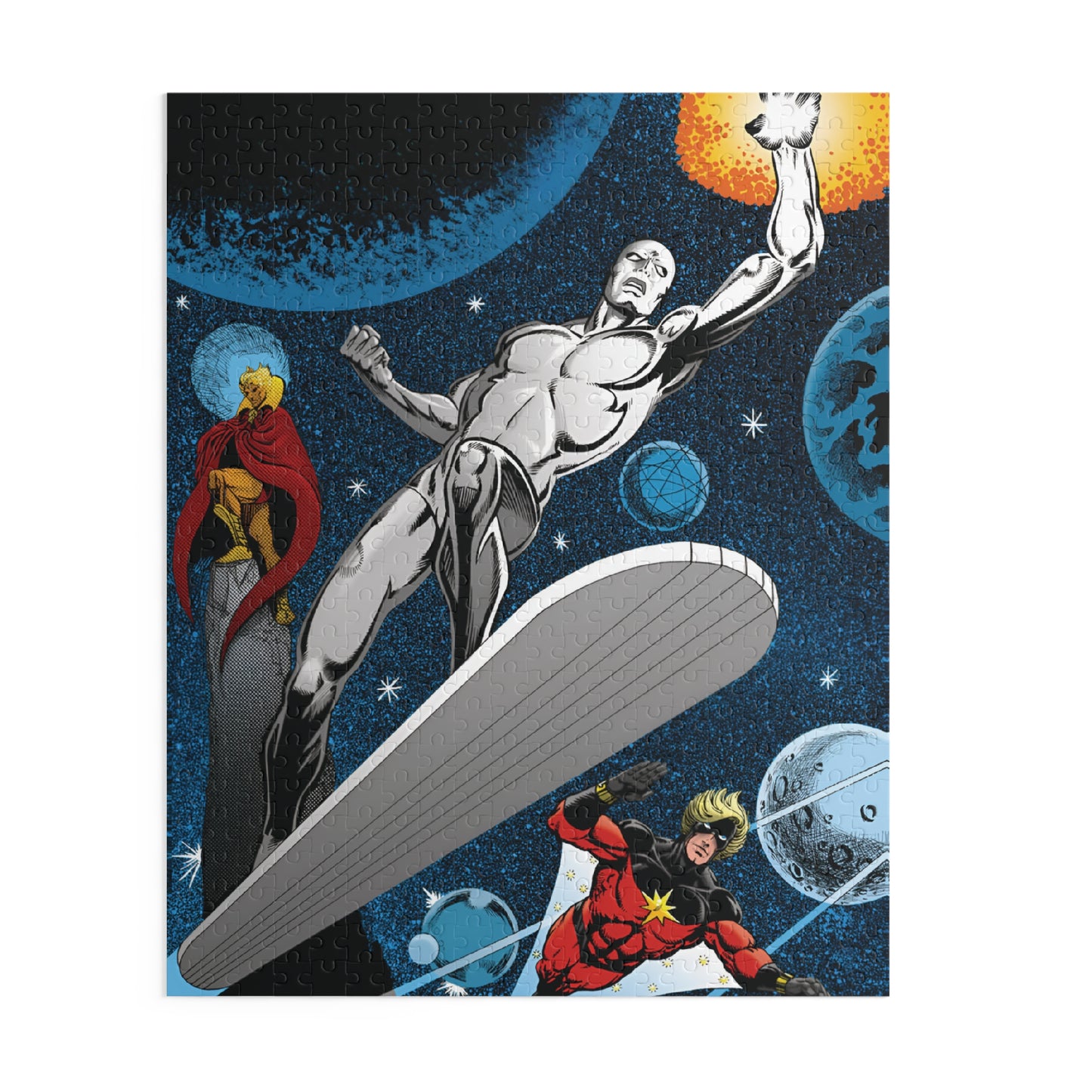 Silver Surfer 500 Piece Puzzle - Jim Starlin Art - Adam Warlock & Captain Marvel - Marvel Comics - Cosmic Heroes