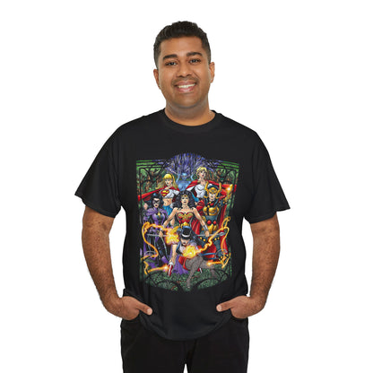 Justice League of Amazons T-Shirt - George Perez Art - Wonder Woman, Zatanna, Supergirl, Power Girl, Huntress, Big Barda - JLA - DC Comics