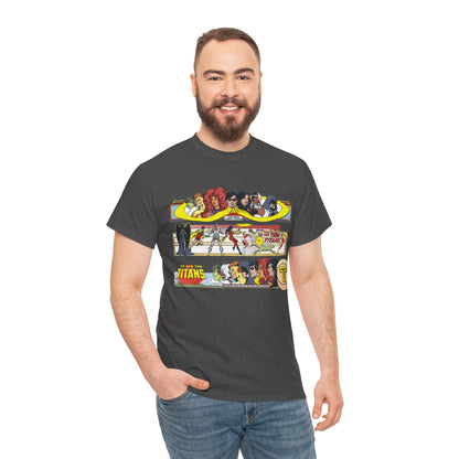 New Teen Titans T-Shirt - George Perez Art - 1980s Promotional Banners - Robin, Wonder Girl, Cyborg, Starfire - DC Comics