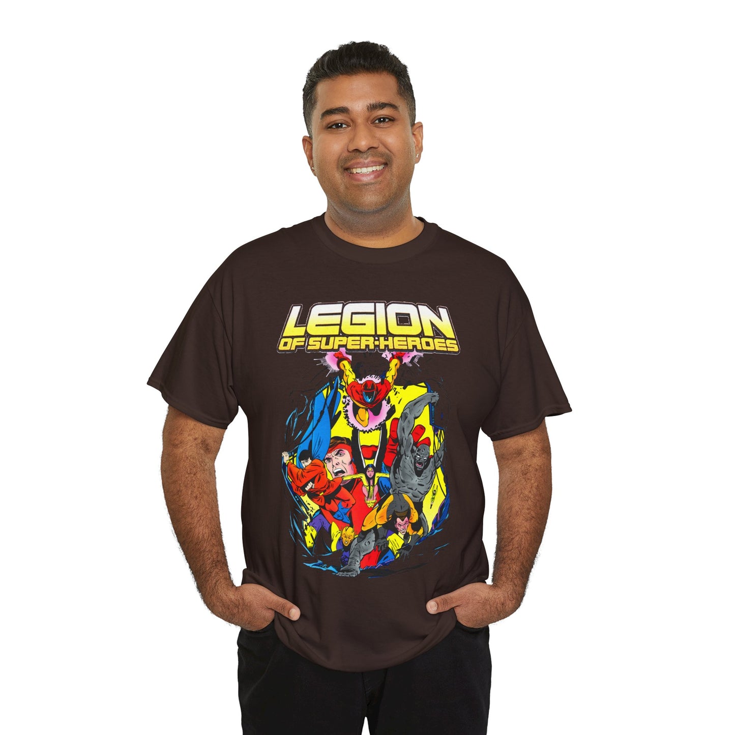 Legion of Super-Heroes T-Shirt - Mon-El, Colossal Kid, Wildfire, Dawnstar, Blok, Timber Wolf - LOSH - DC Comics