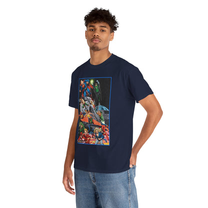 Justice League of America T-Shirt - Jerry Ordway Art - Superman, Wonder Woman, Firestorm, Flash, Black Canary, Atom - DC Comics