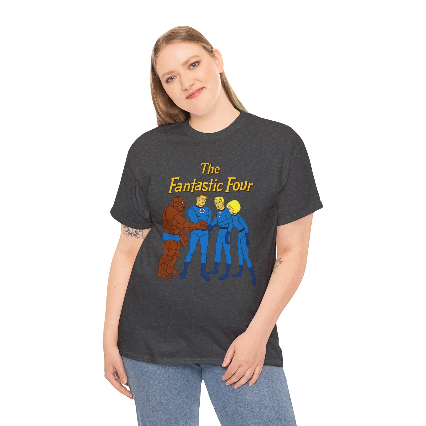 Fantastic Four T-Shirt - Hanna-Barbera 1960s Cartoon - Human Torch, The Thing, Invisible Woman - Marvel Comics