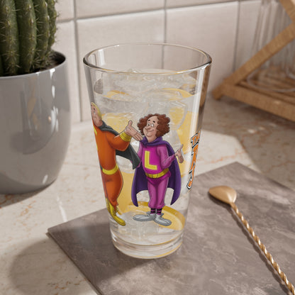 Robonic Stooges Pint Glass 16oz Hanna-Barbera Three Stooges Cartoon Moe Larry Curly Retro 70s Bionic Superhero Nostalgia Cup Barware Gift