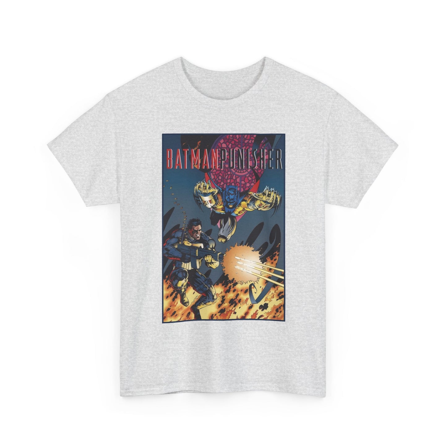 Batman/Punisher T-Shirt - Barry Kitson Art - Lake of Fire, AzBats - DC Comics/Marvel Comics