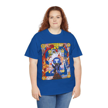 New Teen Titans Poster T-Shirt - George Perez Art - Cyborg, Raven, Robin, Terra, Wonder Girl, Changeling, Kid Flash, Deathstroke, Blackfire - DC Comics
