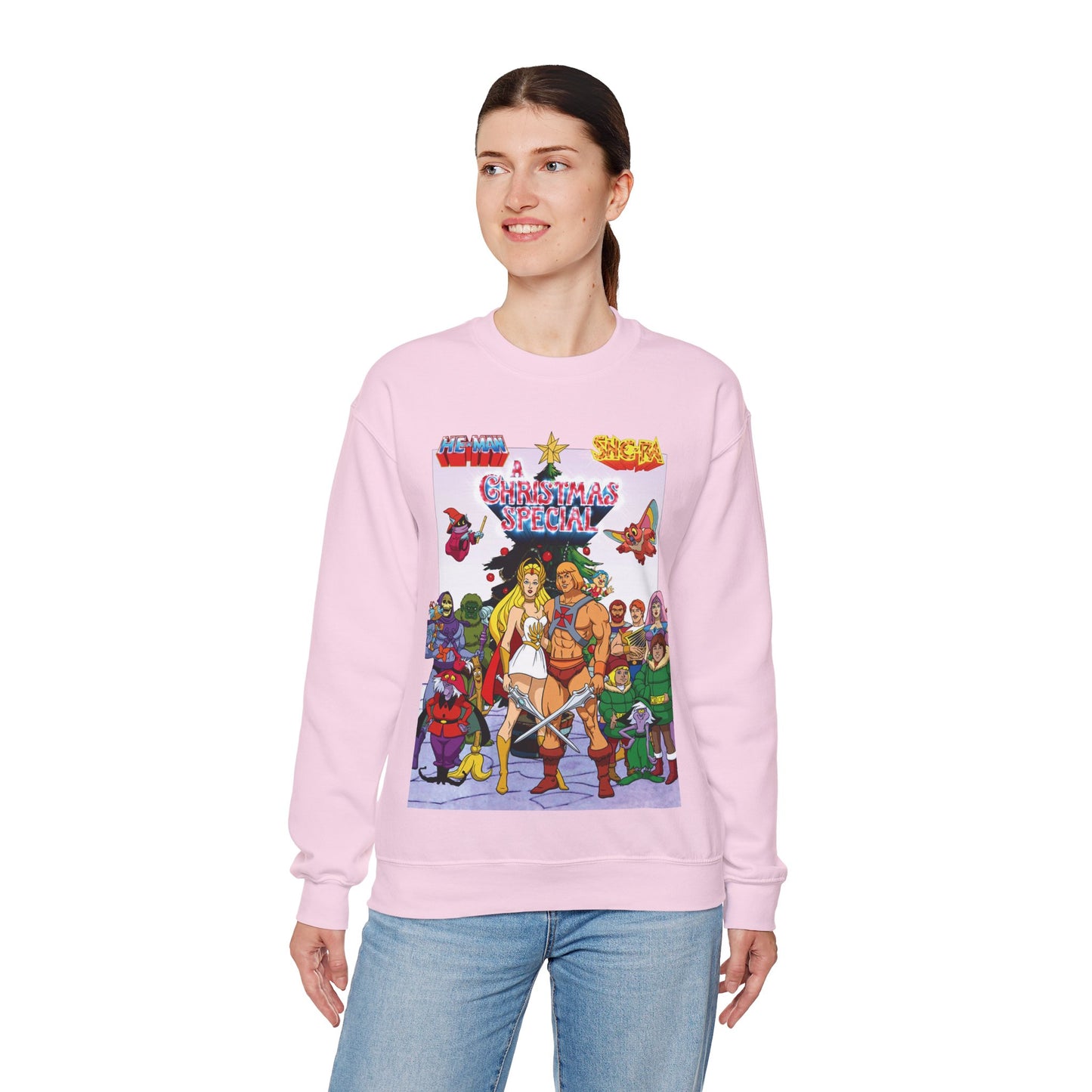 He-Man & She-Ra Christmas Crewneck Sweatshirt - Masters of the Universe, Princess of Power - Filmation Holiday Special