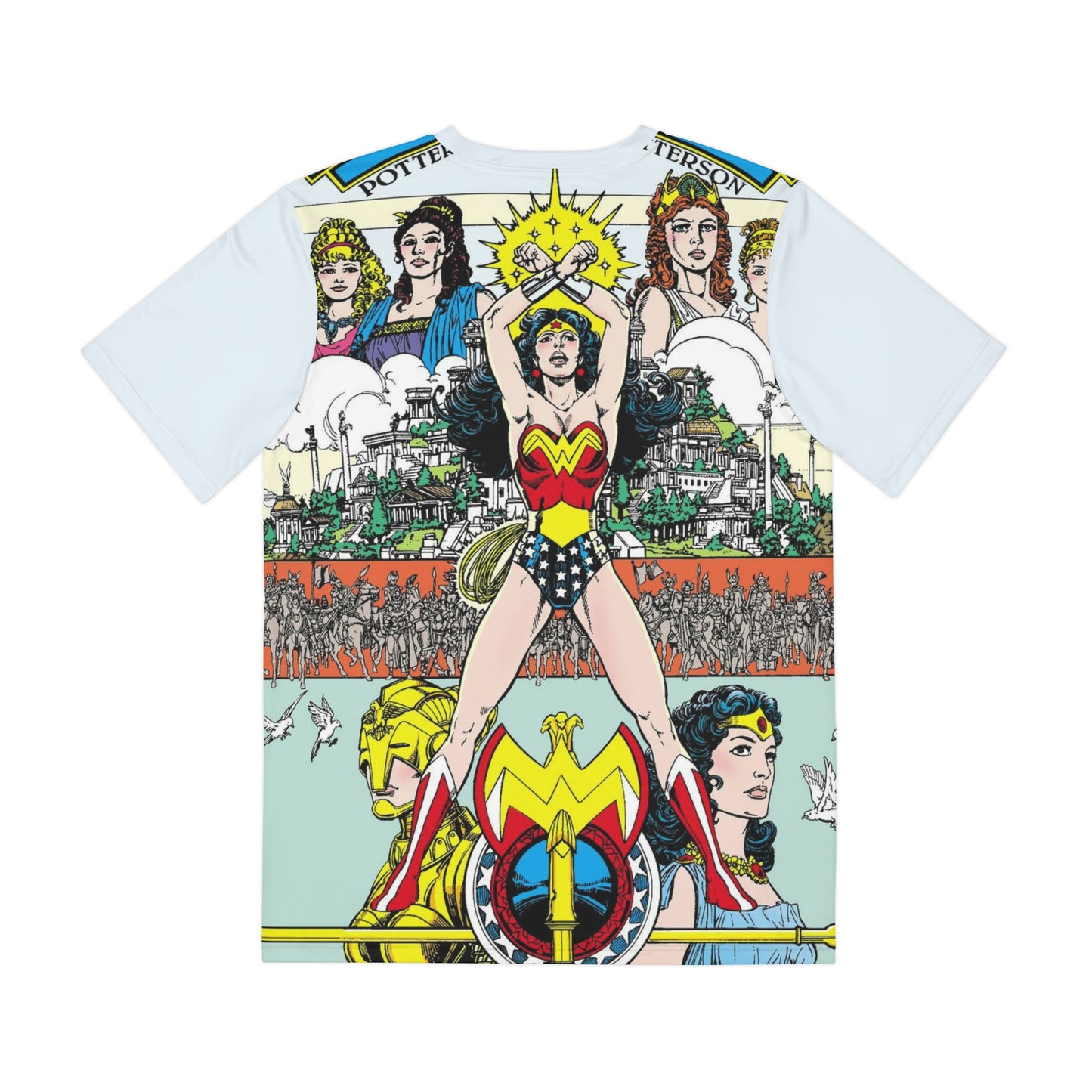 Wonder Woman Polyester Tee (All-Over Print) - Stunning George Perez Art - #1 Cover - DC Comics