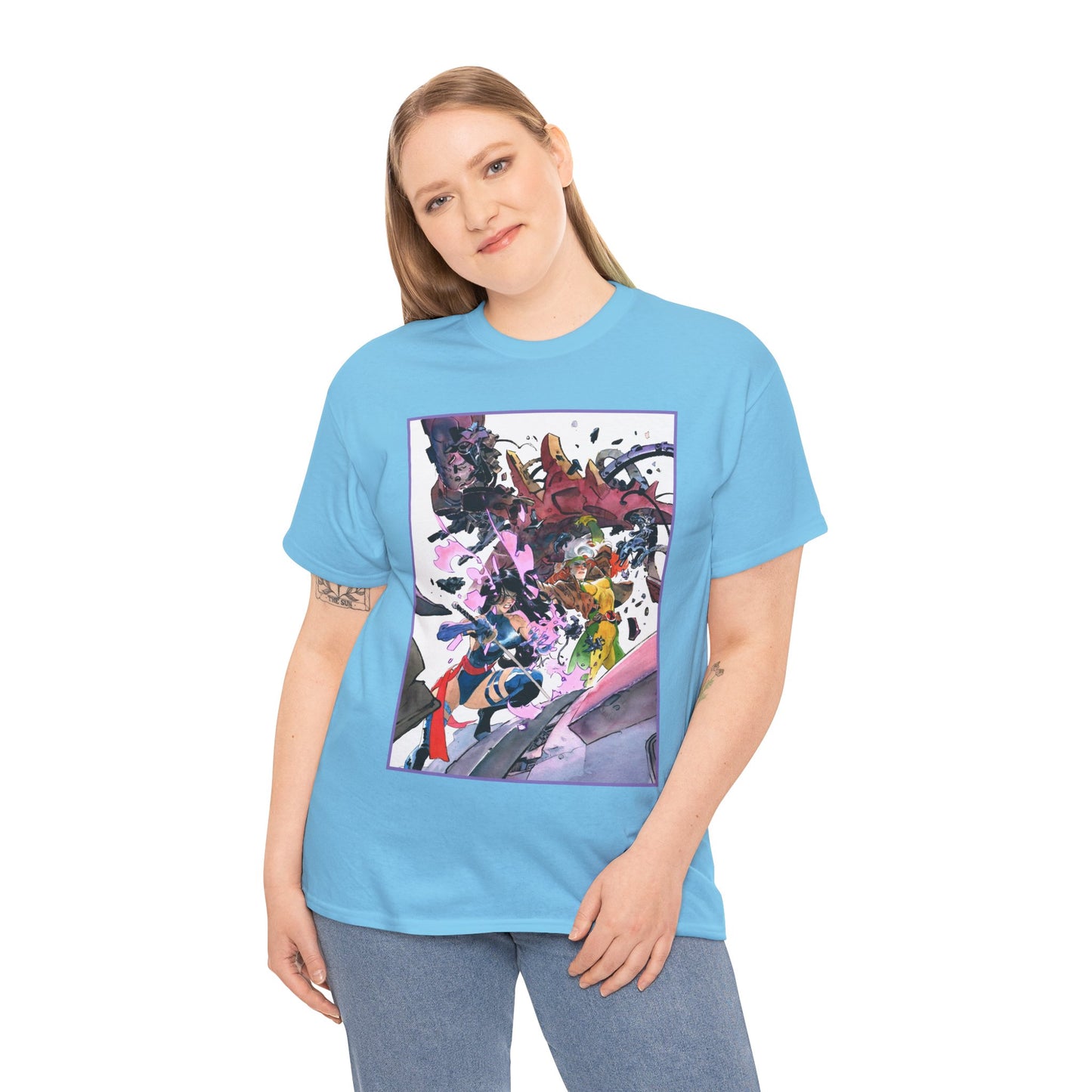 Rogue & Psylocke T-Shirt - Ripping Apart a Sentinel - X-Men Mutants - Marvel Comics