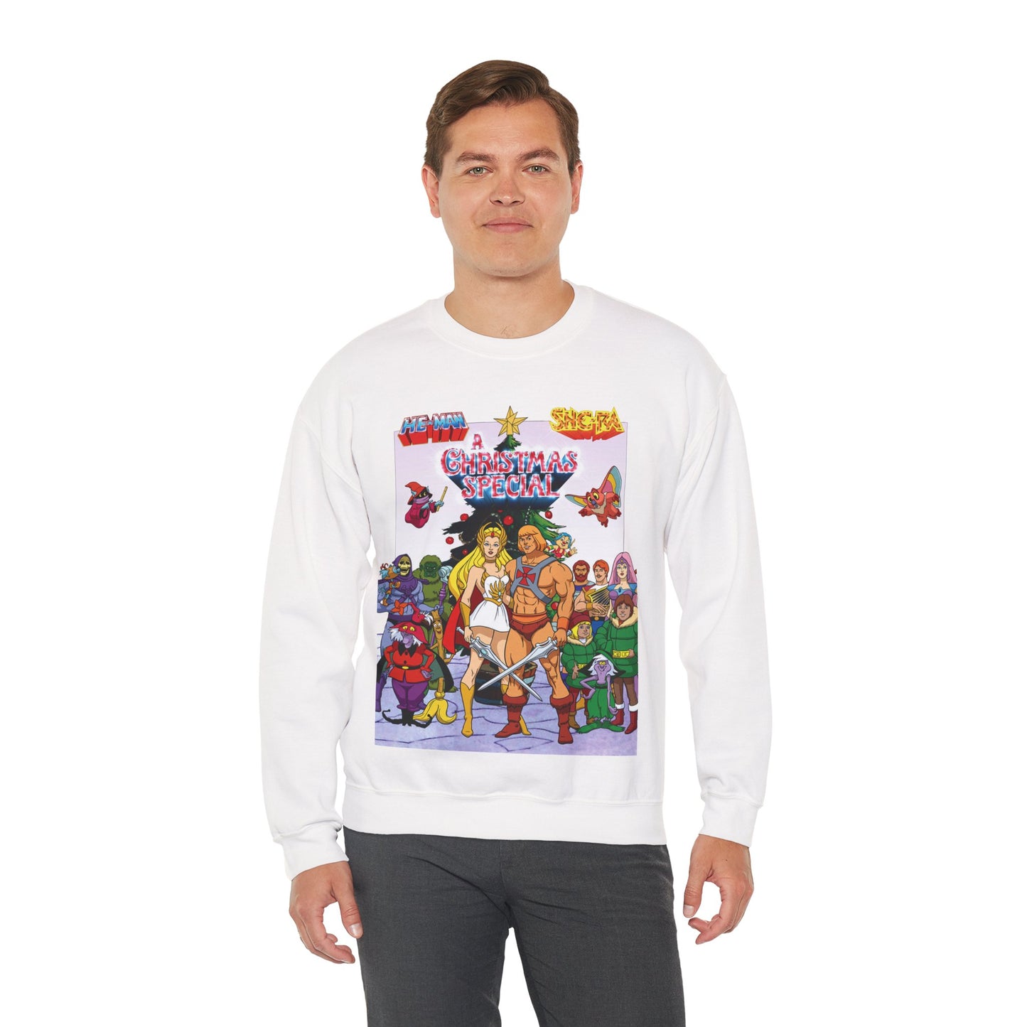 He-Man & She-Ra Christmas Crewneck Sweatshirt - Masters of the Universe, Princess of Power - Filmation Holiday Special