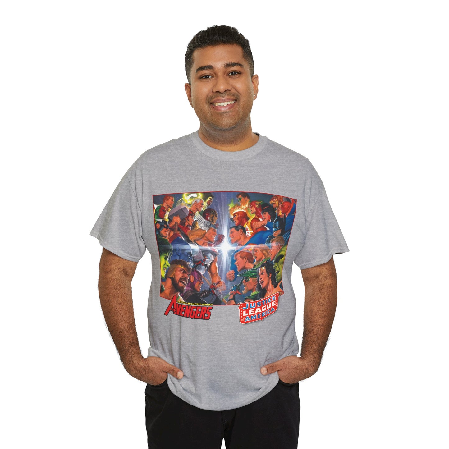 Avengers/Justice League of America T-Shirt - Alex Ross Art, George Perez Homage - DC Comics, Marvel Comics
