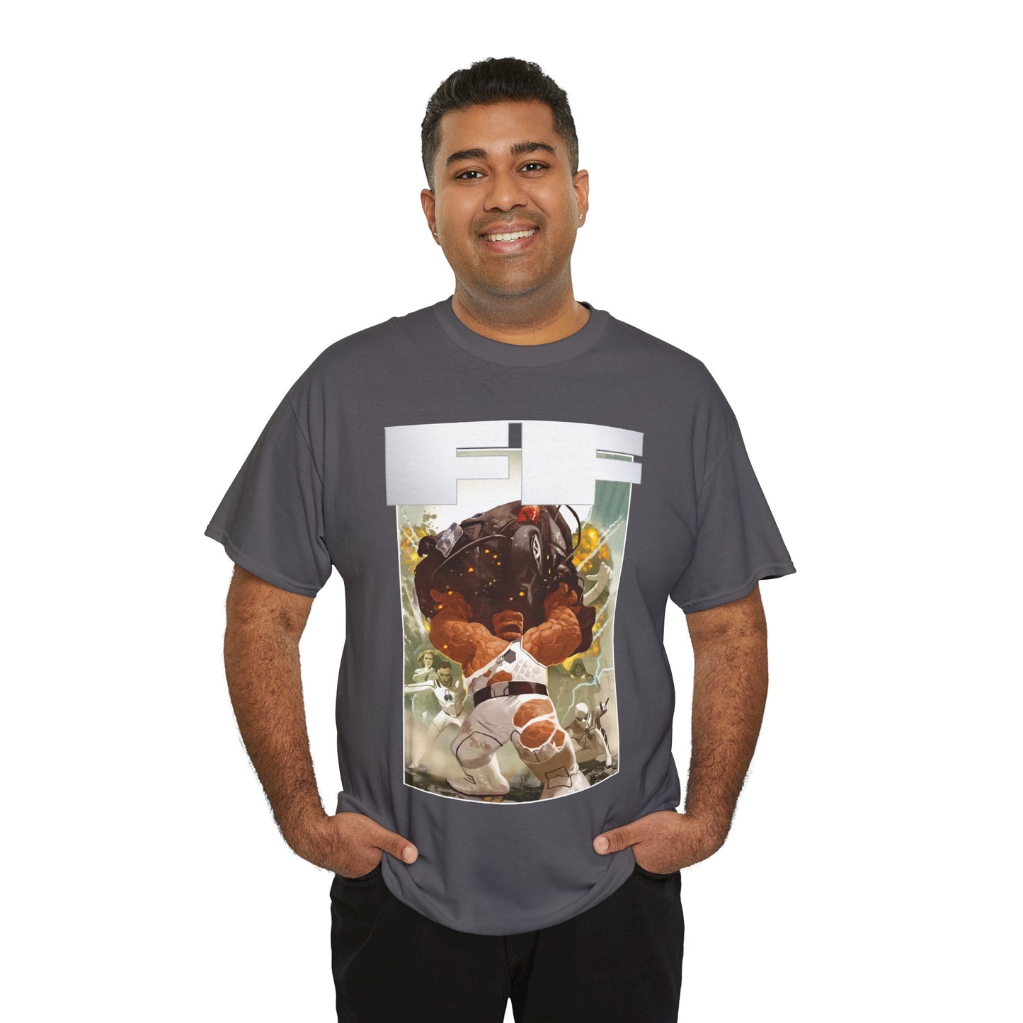 FF T-Shirt - Daniel Acuna Art - Fantastic Four - Mr. Fantastic, Invisible Woman, Thing, Spider-Man - Marvel Comics