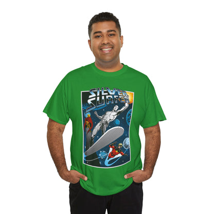 Silver Surfer T-Shirt - With Adam Warlock & Captain Marvel - Norrin Radd - Former Herald of Galactus - Fantastic Four Ally - Marvel Comics