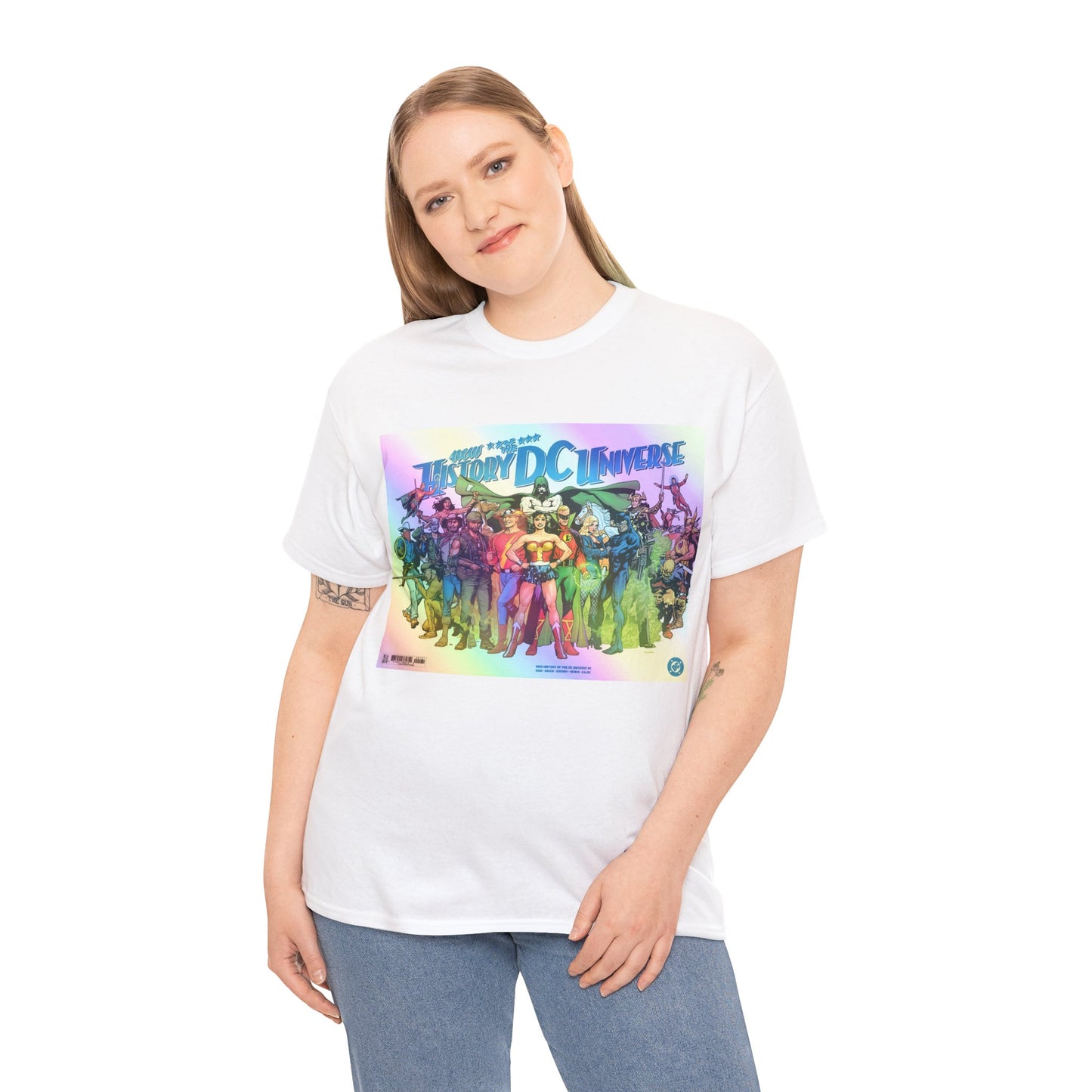 New History of the DC Universe T-Shirt - Wonder Woman, Wildcat, Black Canary, Sgt. Rock, Etrigan, Spectre, Jonah Hex - DC Comics