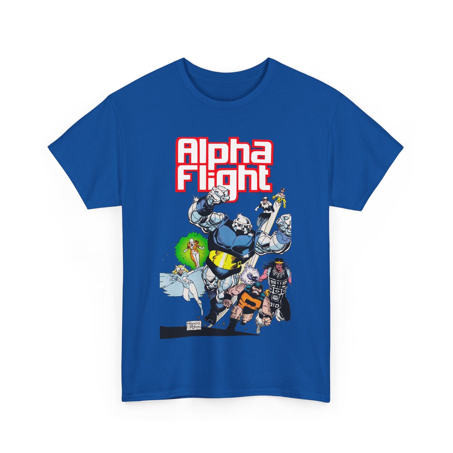 Alpha Flight T-Shirt - Mike Mignola Art - Shaman, Snowbird, Northstar, Aurora, Box, Vindicator, Puck - Canada's Super-Team - Marvel Comics