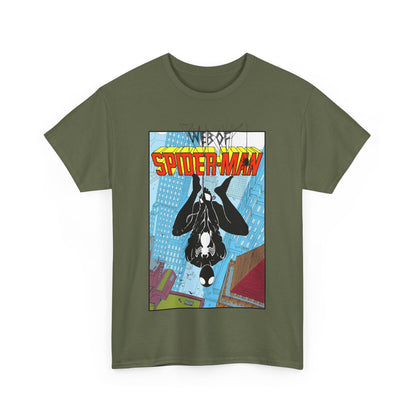 Web of Spider-Man T-Shirt - Charles Vess Art - Peter Parker, Web Slinger - Manhattan Skyline - Spidey Black Suit - Marvel Comics