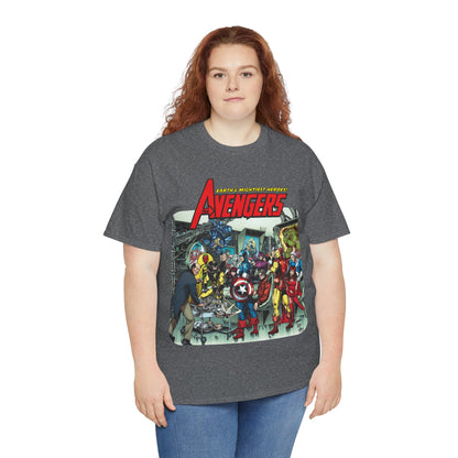 Classic Avengers T-Shirt - George Perez Art - Captain America, Hawkeye, Iron Man, Vision, Scarlet Witch, Quicksilver, Jarvis - Marvel Comics