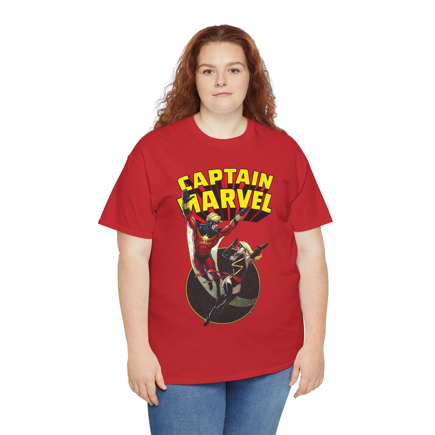 Captain Marvel T-Shirt - George Perez Art - Mar-Vell & Carol Danvers - Kree Empire - Marvel Comics