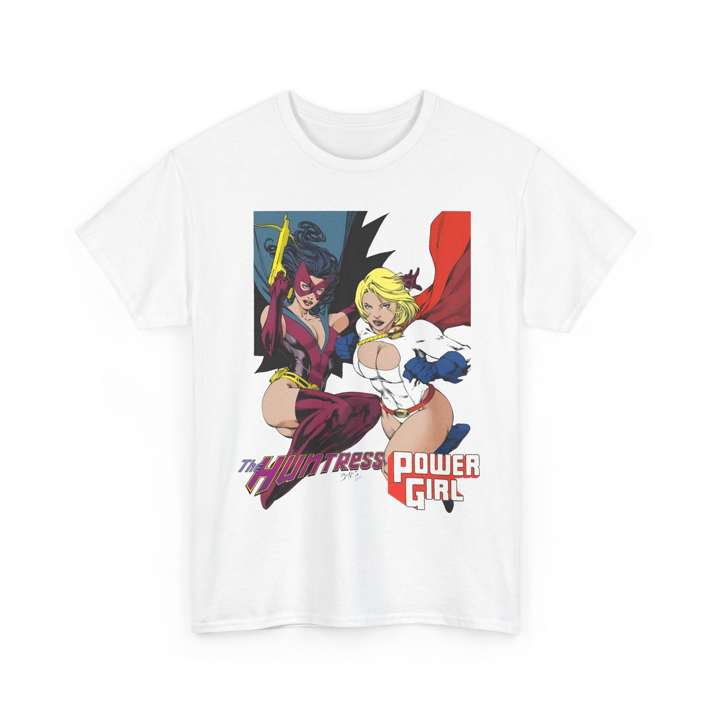 Huntress & Power Girl T-Shirt - Ed Benes Art - Justice Society, JSA, Earth 2 - DC Comics Bronze Age, Pre-Crisis Heroes