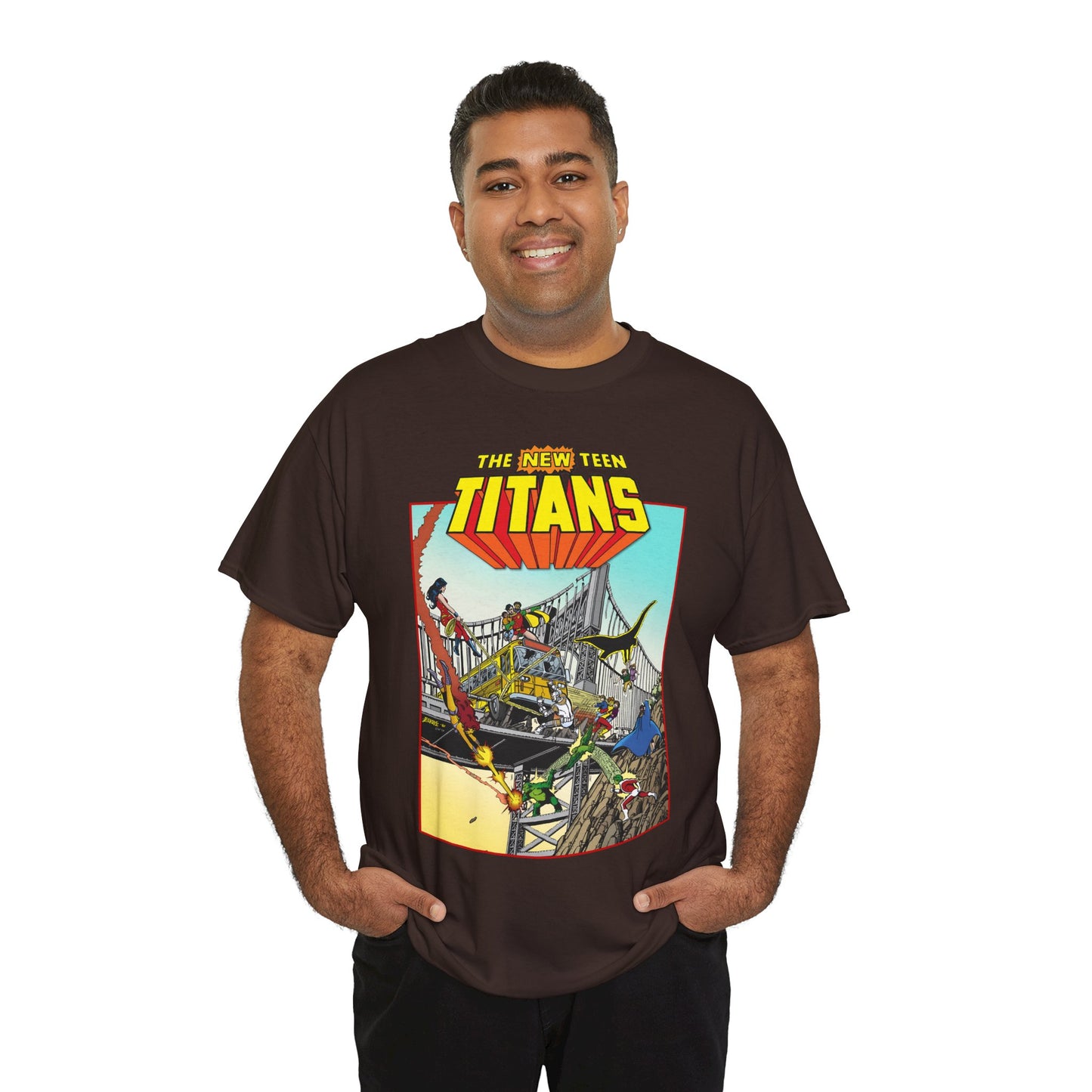 New Teen Titans T-Shirt - George Perez Promo Art - Wonder Girl, Cyborg, Raven, Starfire, Robin, Kid Flash, Changeling - DC Comics