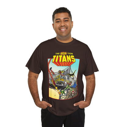 New Teen Titans T-Shirt - George Perez Promo Art - Wonder Girl, Cyborg, Raven, Starfire, Robin, Kid Flash, Changeling - DC Comics
