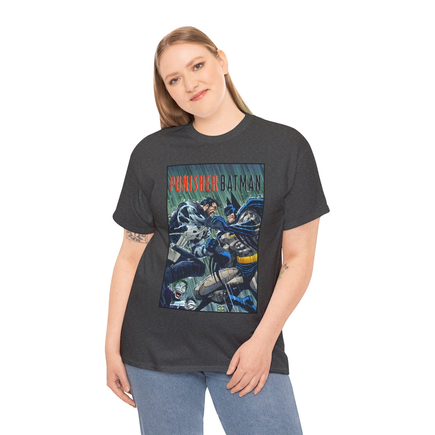 Punisher/Batman T-Shirt - John Romita Jr Art - Deadly Knights, Joker - DC Comics/Marvel Comics
