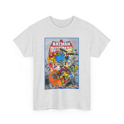 Batman & the Outsiders T-Shirt - Jim Aparo Art - Katana, Geo-Force, Black Lightning, Metamorpho, Halo - DC Comics - 1980s JLA Spin-Off Series