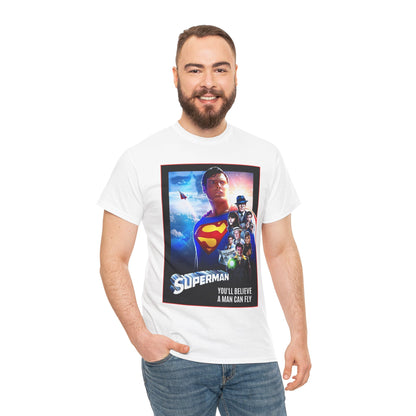Superman The Movie T-Shirt - Christopher Reeve, Gene Hackman, Margot Kidder - Beloved 1970s Warner Brothers Movie - Krypton, Smallville, Metropolis - DC Comics