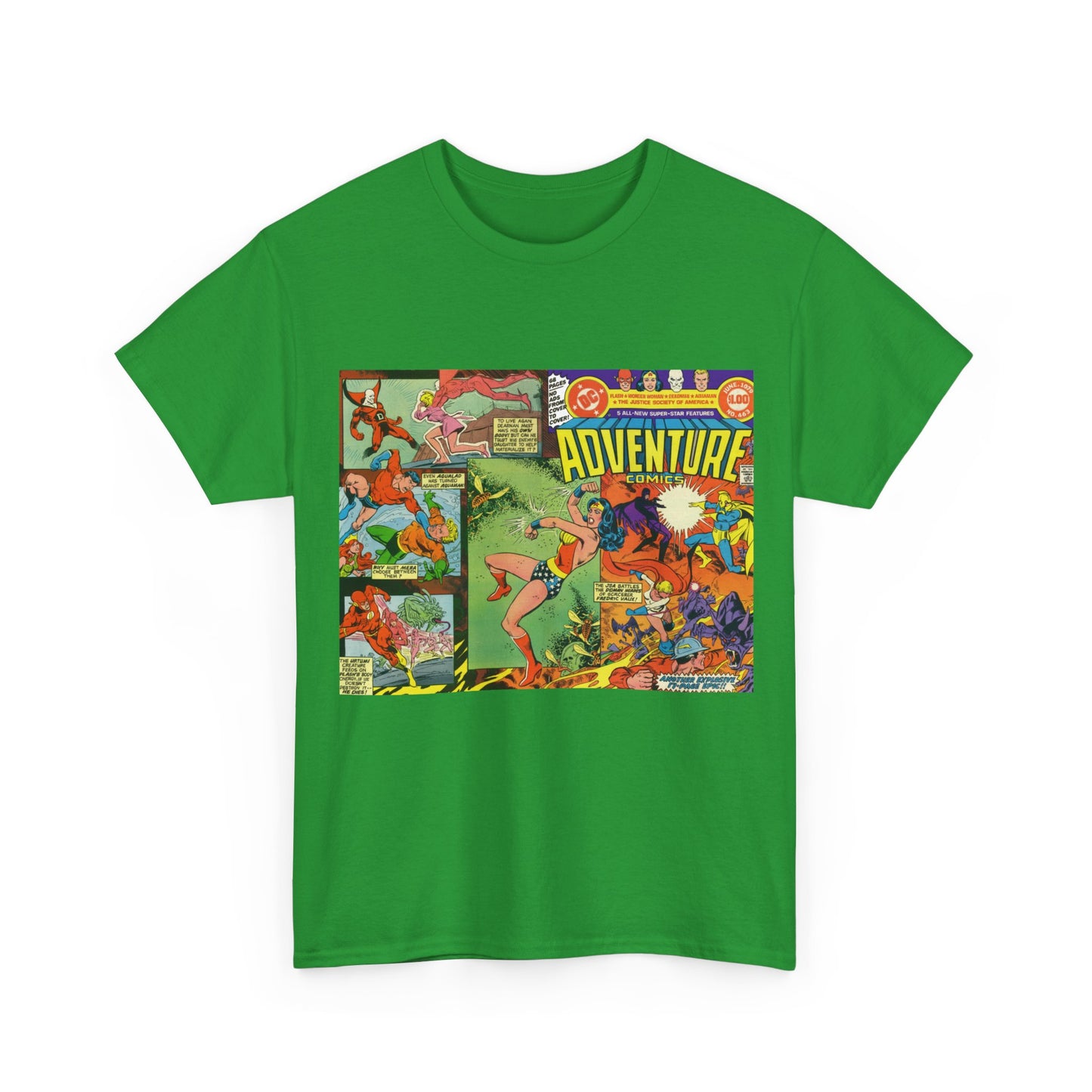 Adventure Comics #463 T-Shirt - Wonder Woman, Dr Fate, Power Girl, Deadman, Aquaman, Aqualad, Flash - DC Comics